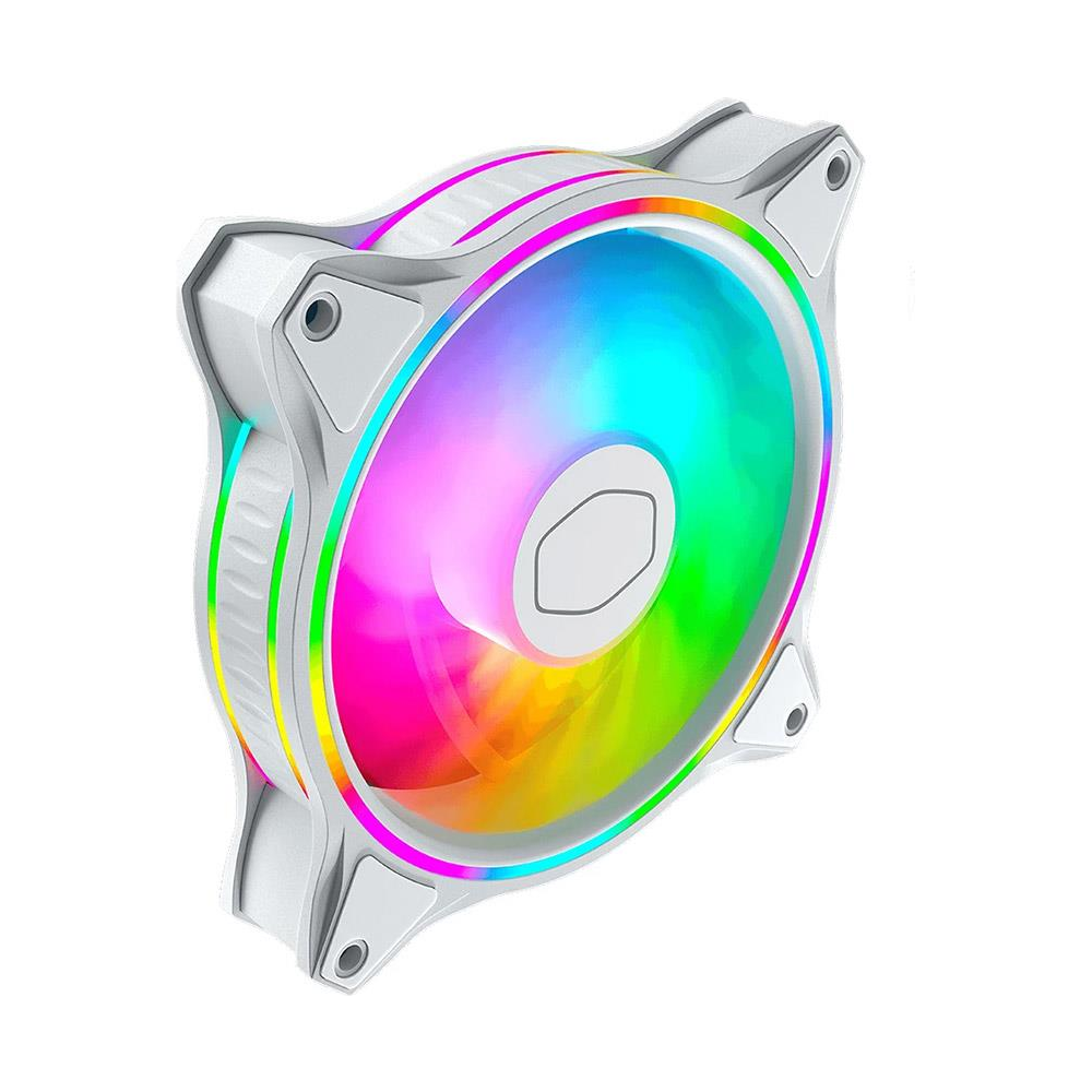 A large main feature product image of Cooler Master MasterFan MF140 Halo Dual Loop ARGB Fan - White
