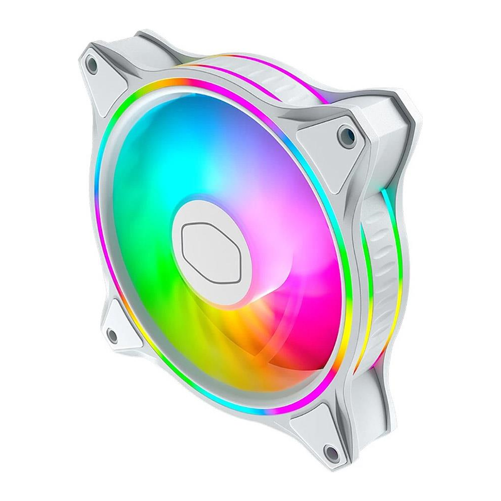 A large main feature product image of Cooler Master MasterFan MF140 Halo Dual Loop ARGB Fan - White