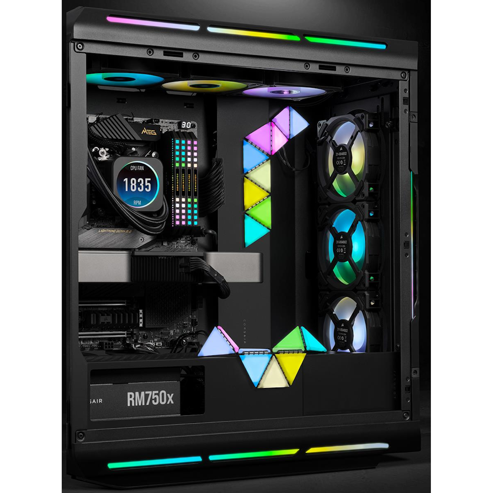 A large main feature product image of Corsair iCUE LC100 Smart Case Lighting - Triangles Expansion Kit