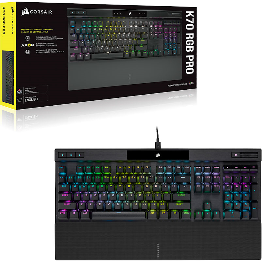 A large main feature product image of Corsair Gaming K70 PRO RGB Mechanical Keyboard (MX Red Switch)