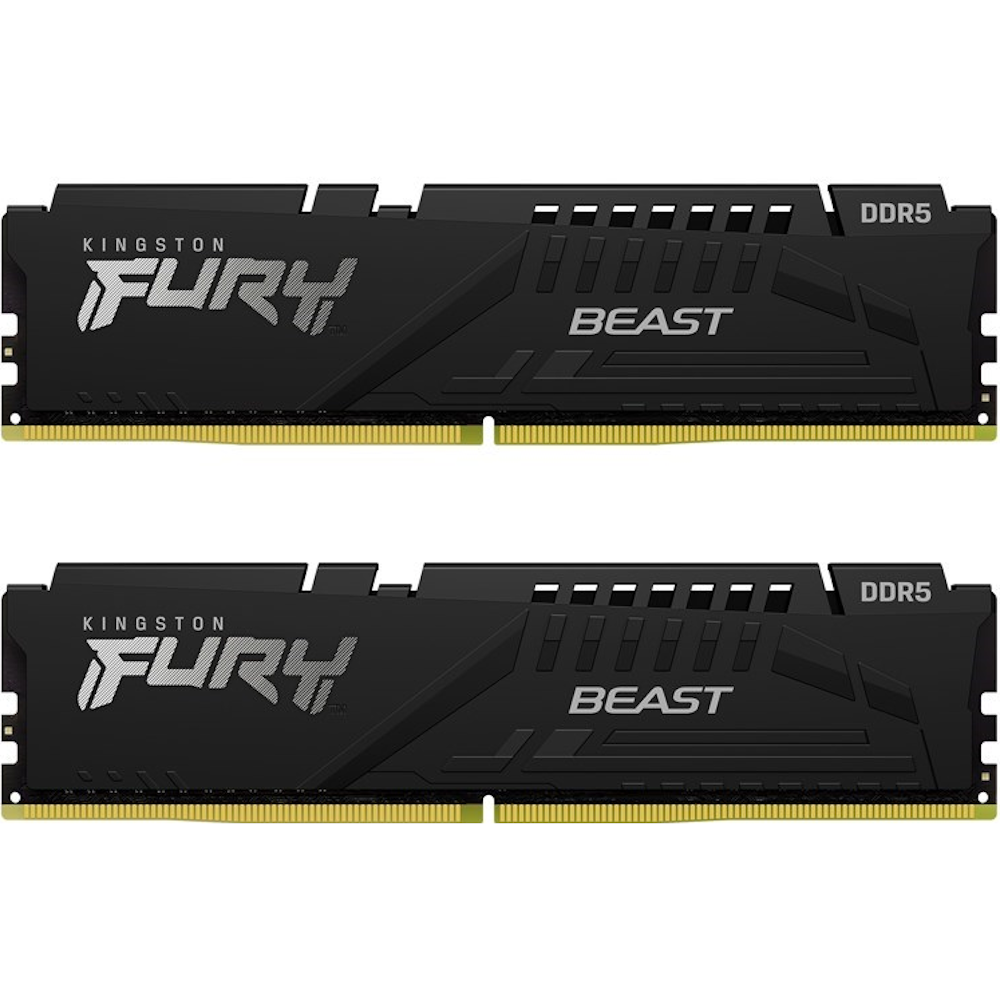 A large main feature product image of Kingston 32GB Kit (2x16GB) DDR5 Fury Beast C40 6000MHz - Black