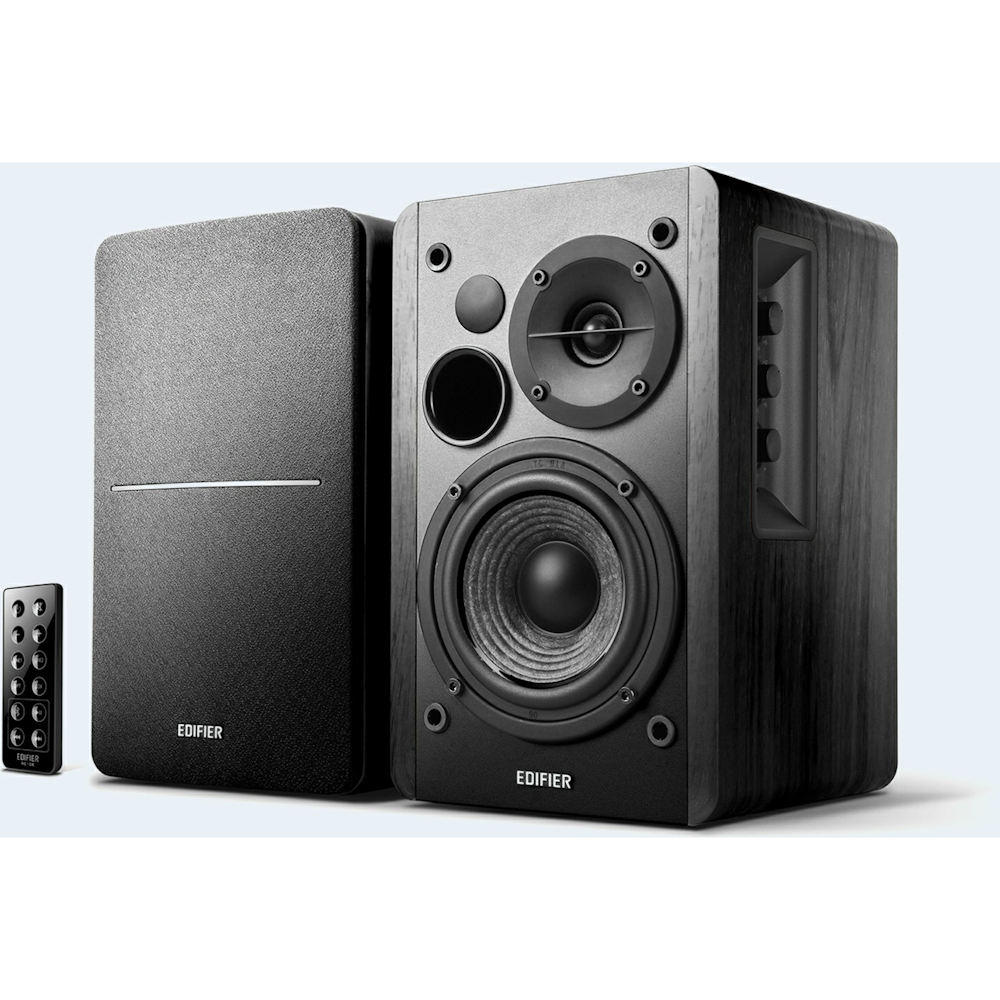A large main feature product image of Edifier R1280DB 2.0 Lifestyle Studio Speakers w/ Bluetooth & Optical - Black