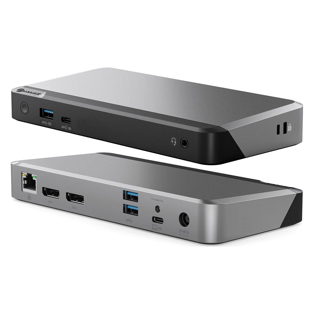 A large main feature product image of ALOGIC MX2 USB-C Dual Display DP Alt. Mode Docking Station - With 65W Power Delivery