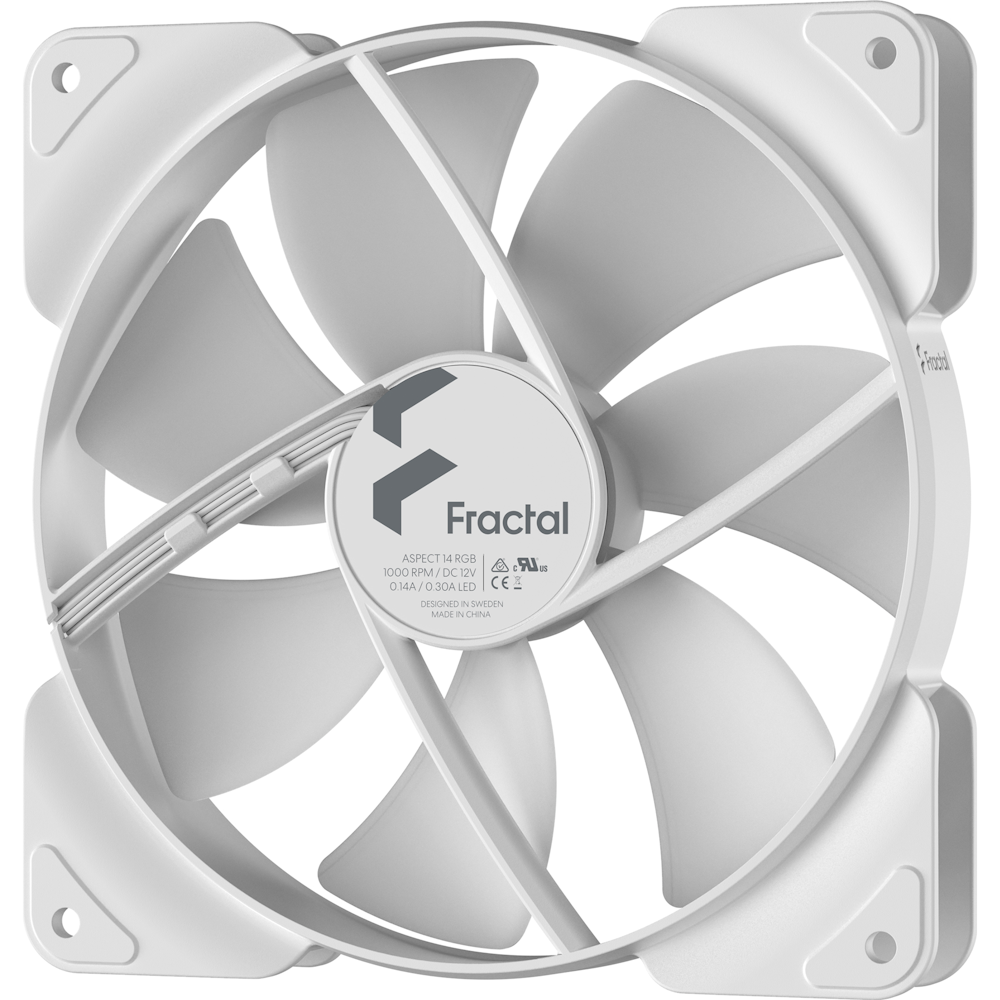 A large main feature product image of Fractal Design Aspect 14 RGB PWM 140mm Fan - White