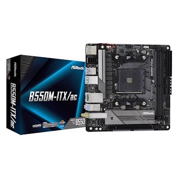 Product image of ASRock B550M-ITX/ac AM4 M-ITX Desktop Motherboard - Click for product page of ASRock B550M-ITX/ac AM4 M-ITX Desktop Motherboard