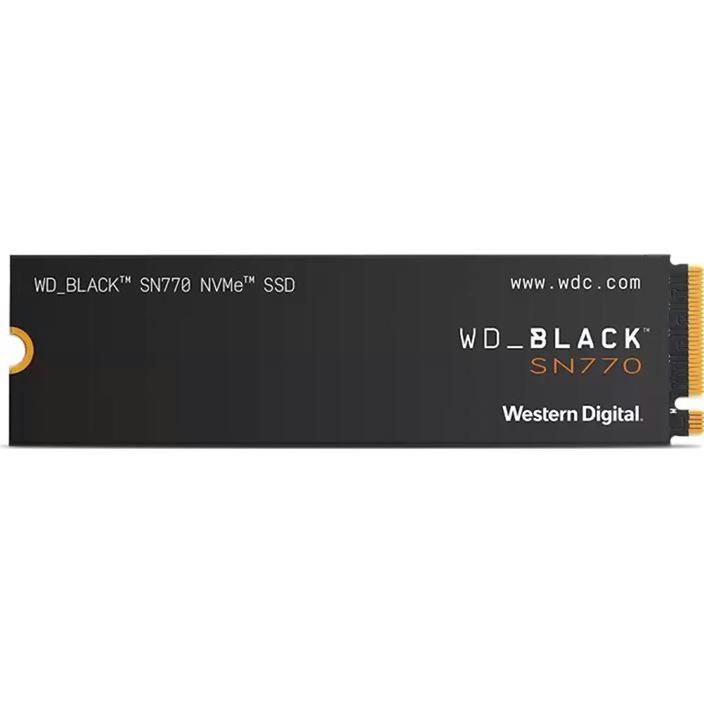 A large main feature product image of WD_BLACK SN770 PCIe Gen4 NVMe M.2 SSD - 500GB
