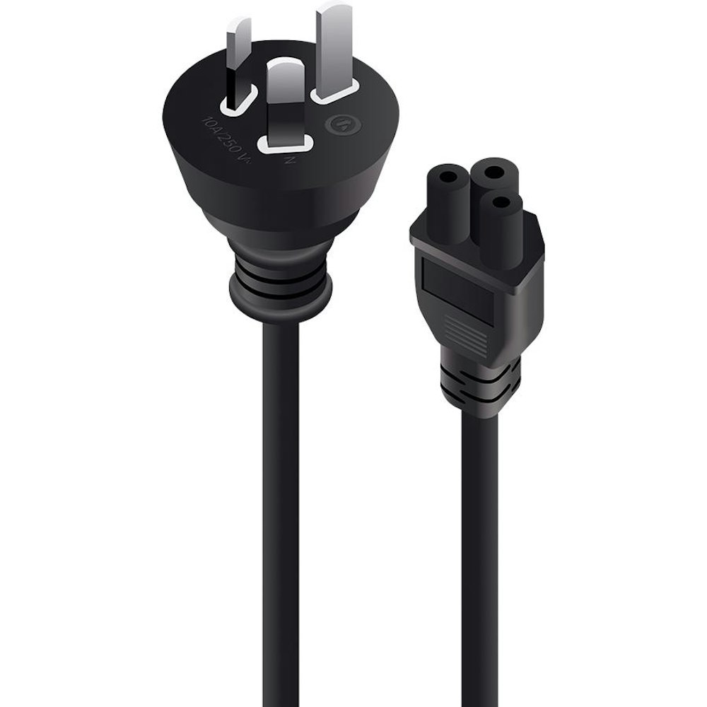 A large main feature product image of ALOGIC 0.5m Aus 3 Pin Mains Plug to IEC C5 (Clover Leaf) Male to Female