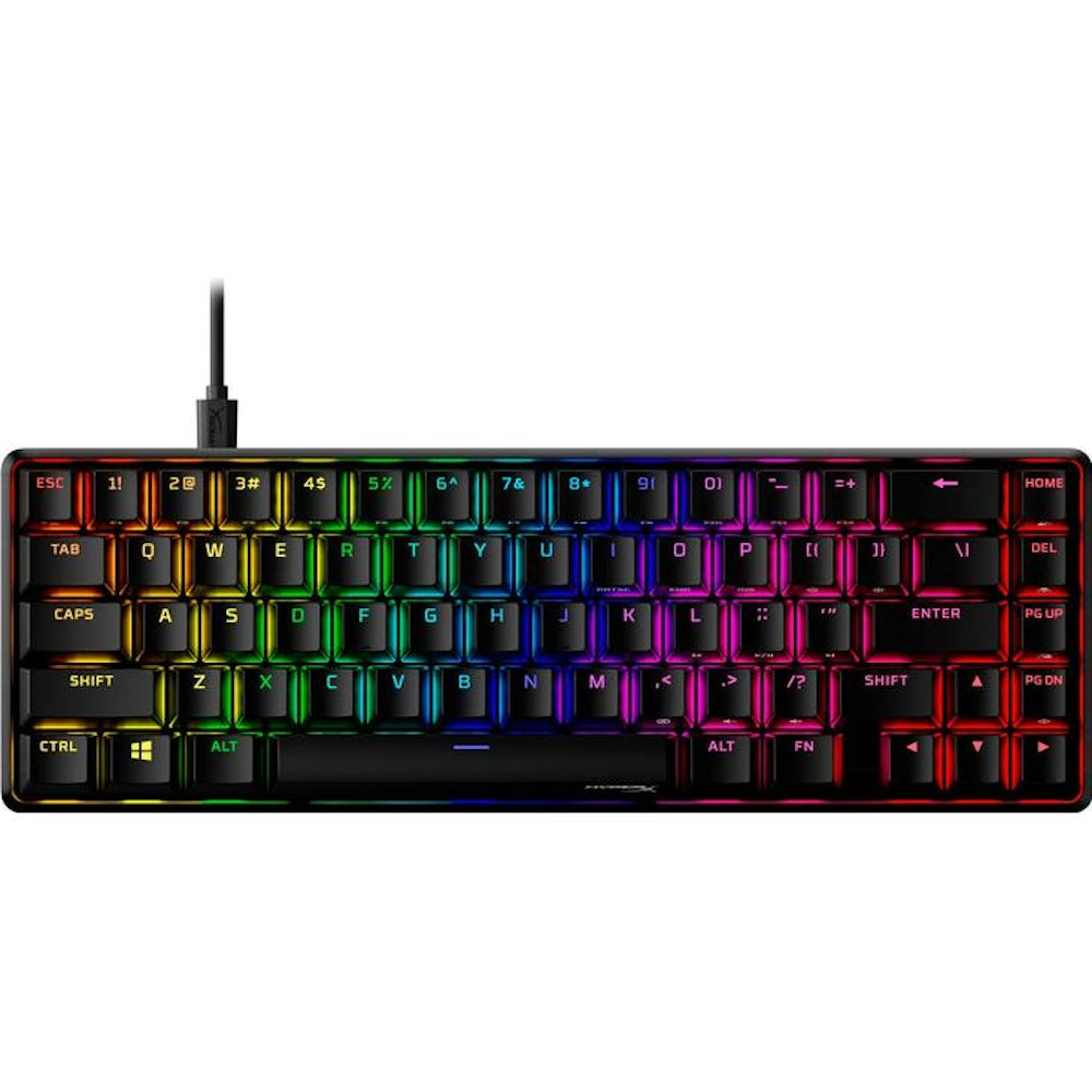 A large main feature product image of HyperX Alloy Origins RGB 65 - Compact Mechanical Keyboard (HyperX Red Switch)