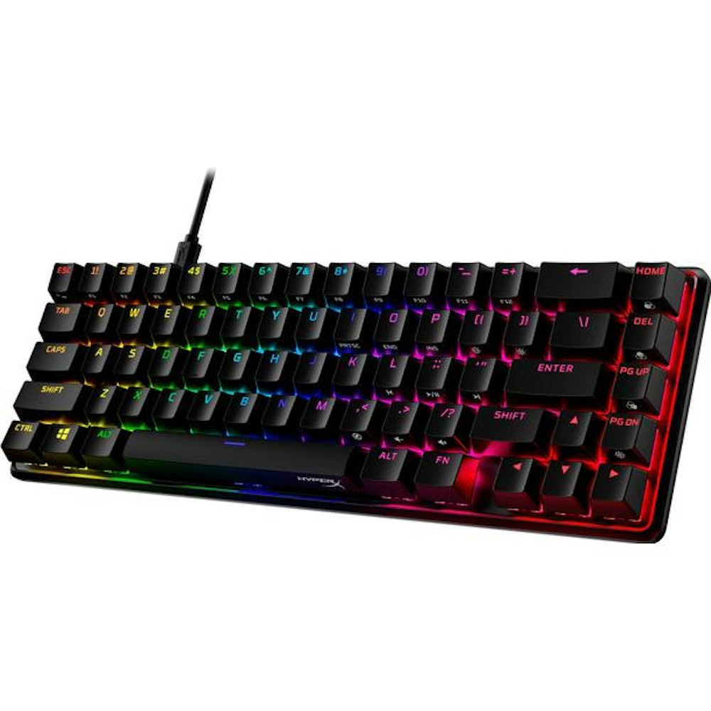 A large main feature product image of HyperX Alloy Origins RGB 65 - Compact Mechanical Keyboard (HyperX Red Switch)