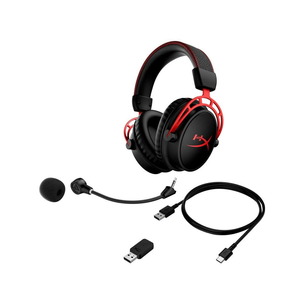 A large main feature product image of HyperX Cloud Alpha Wireless Gaming Headset Black/Red