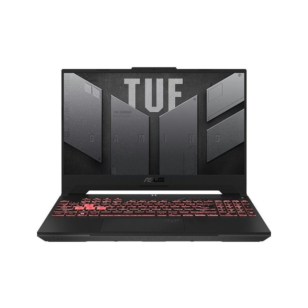 A large main feature product image of ASUS TUF Gaming A15 15.6" Ryzen 7 RTX 3050 Windows 11 Gaming Notebook