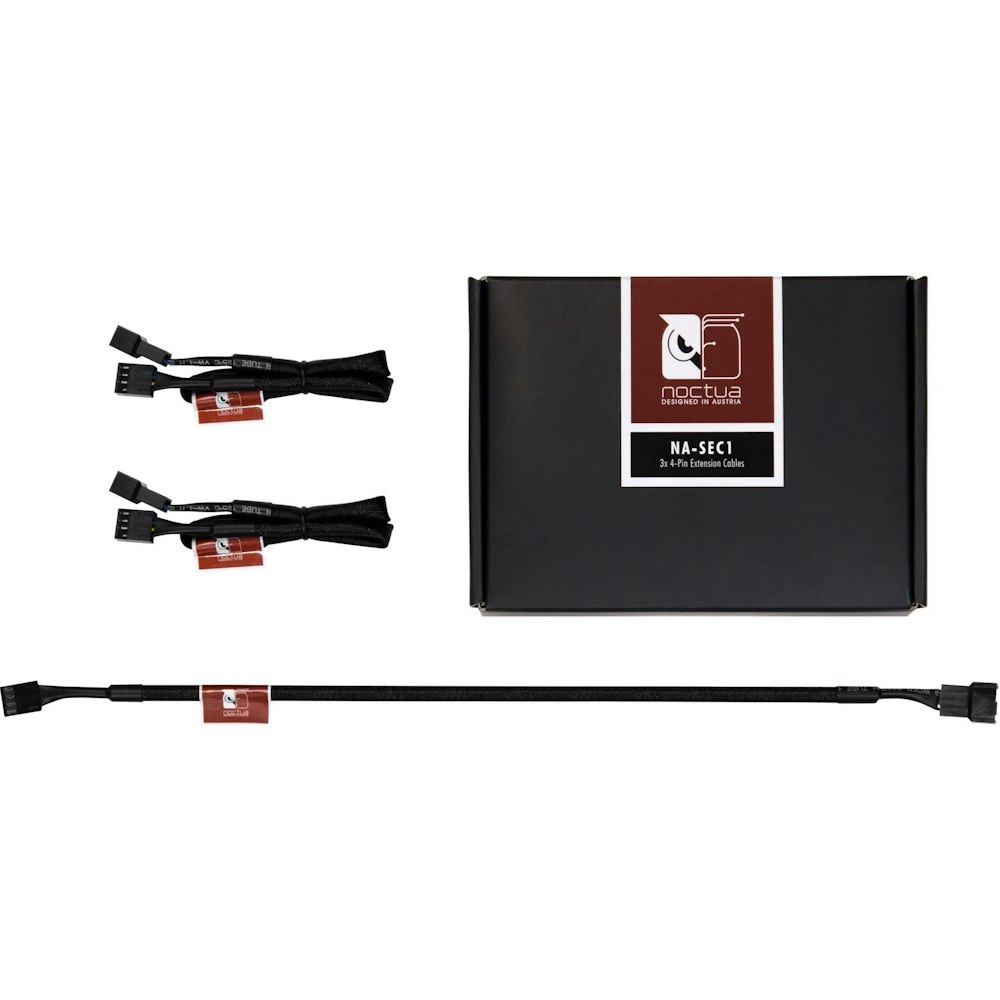 A large main feature product image of Noctua NA-SEC1 30cm 4-Pin PWM Fan Power Extension Cables 3-Pack
