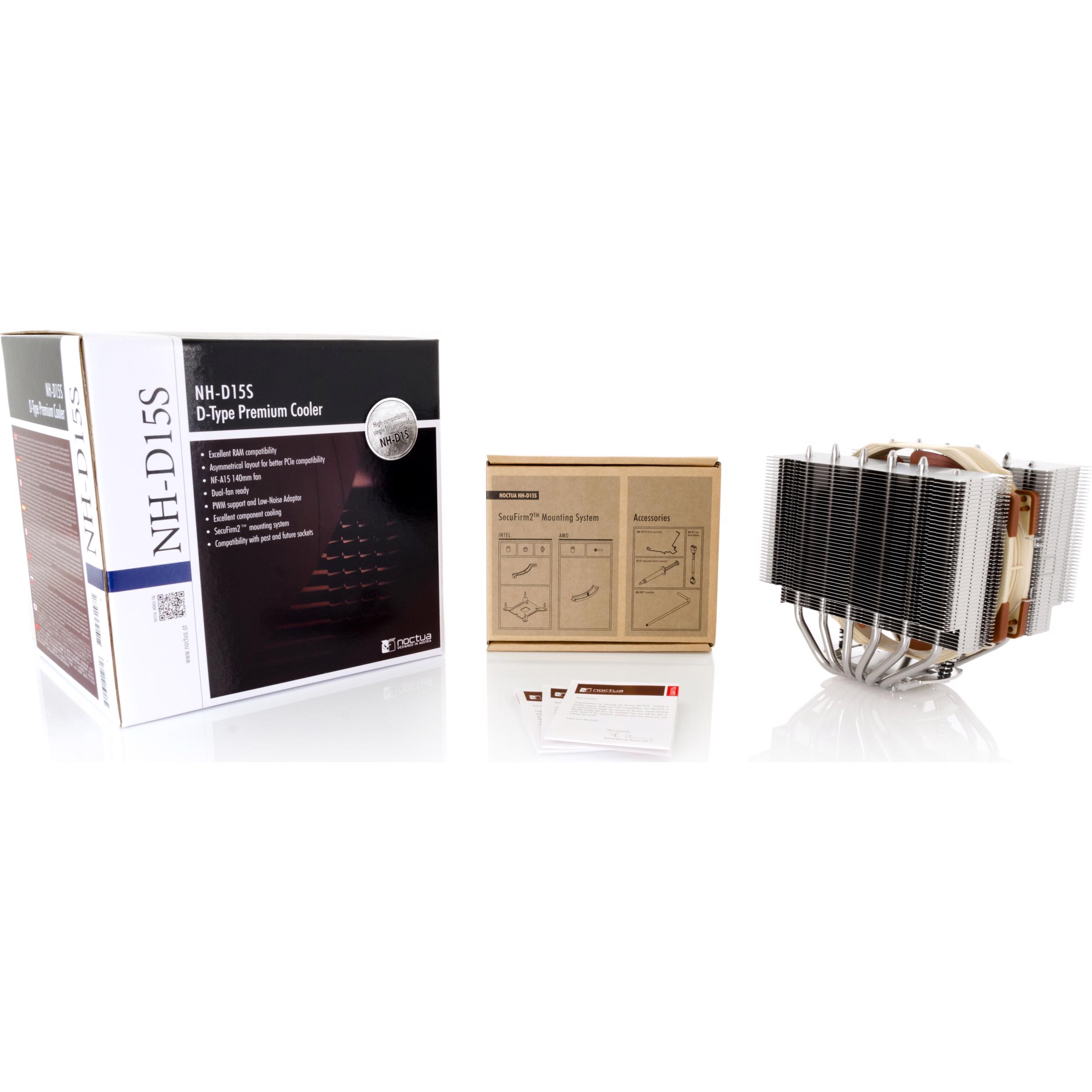 A large main feature product image of Noctua NH-D15S Multi Socket CPU Cooler