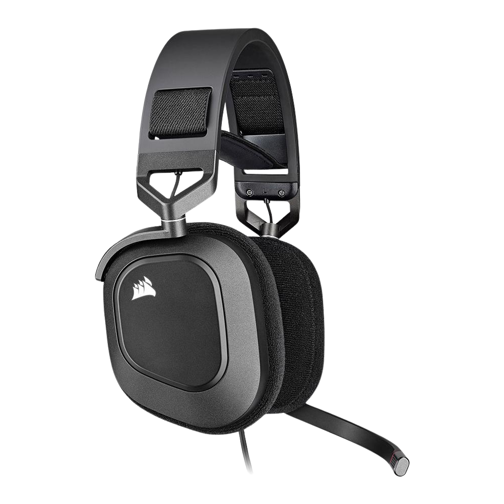 A large main feature product image of Corsair HS80 RGB USB Wired Gaming Headset (Carbon)