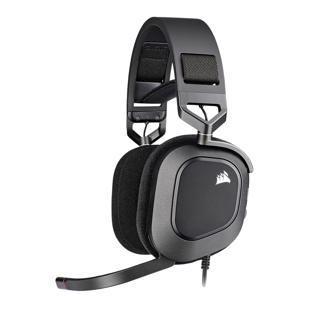 A large main feature product image of Corsair HS80 RGB USB Wired Gaming Headset (Carbon)