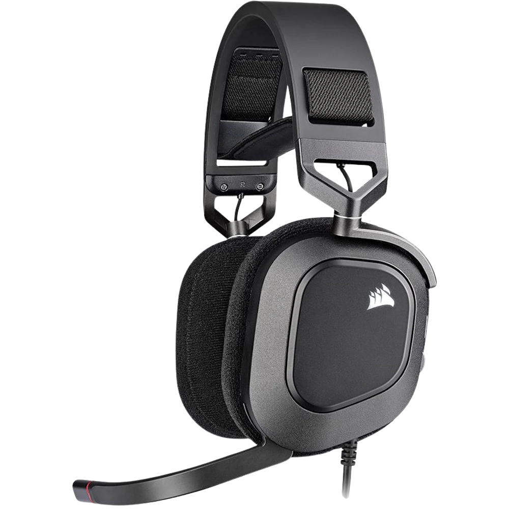 A large main feature product image of Corsair HS80 RGB USB Wired Gaming Headset (Carbon)