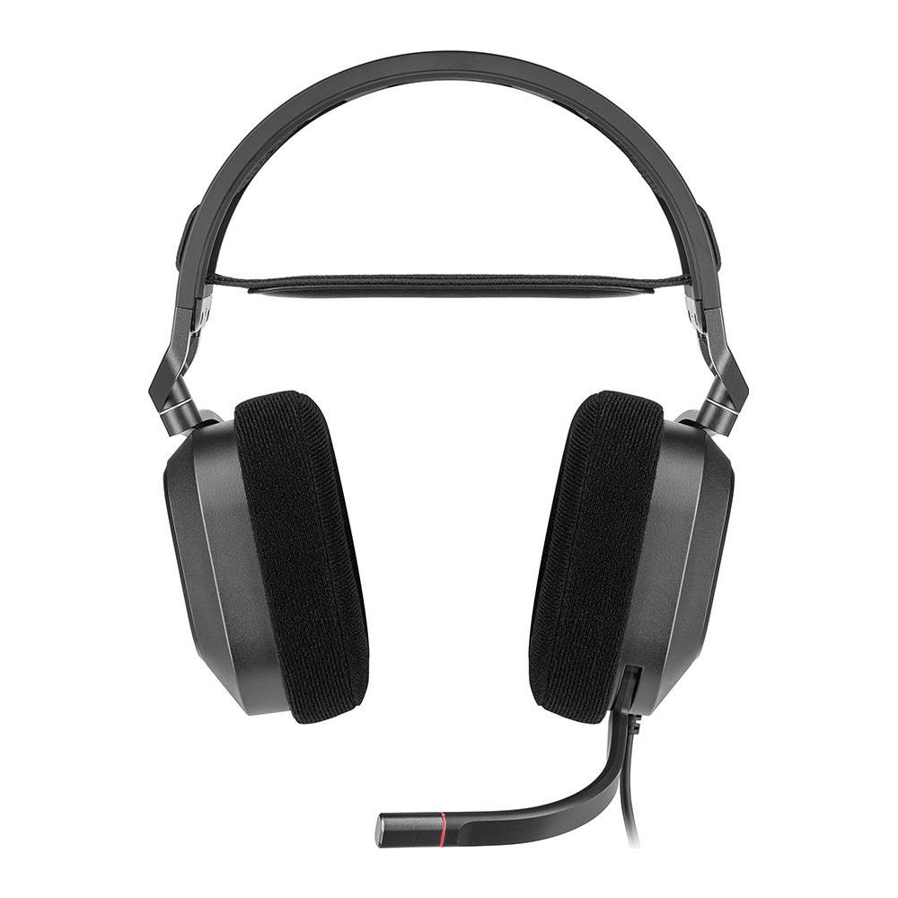 A large main feature product image of Corsair HS80 RGB USB Wired Gaming Headset — Carbon