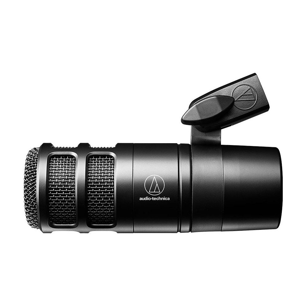 A large main feature product image of Audio-Technica AT2040 Hypercardioid Dynamic Podcast XLR Microphone