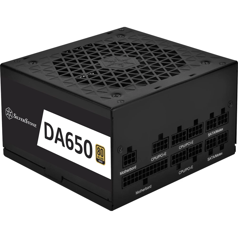 A large main feature product image of SilverStone Decathlon 650W Gold ATX Modular PSU