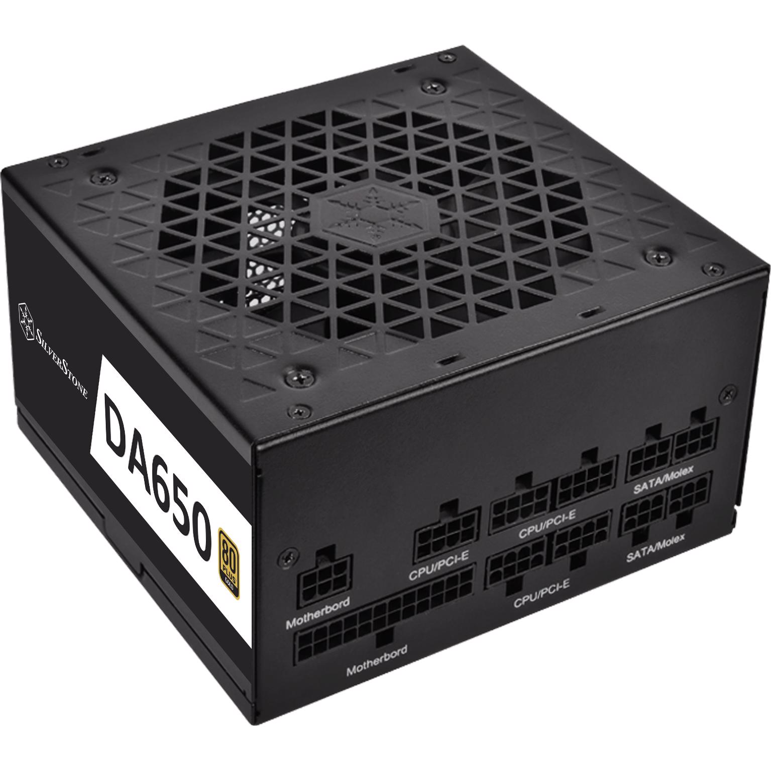 A large main feature product image of SilverStone Decathlon 650W Gold ATX Modular PSU