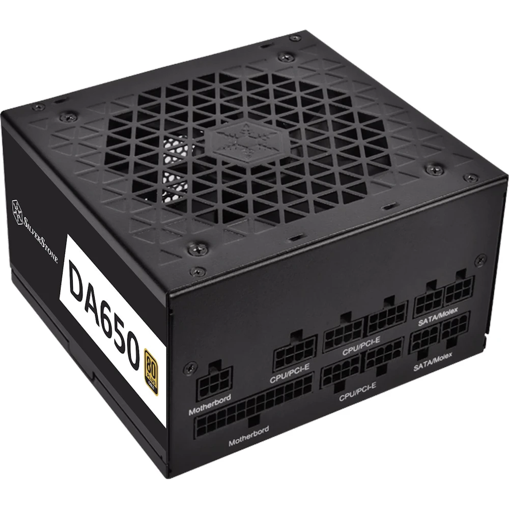A large main feature product image of SilverStone Decathlon 650W Gold ATX Modular PSU