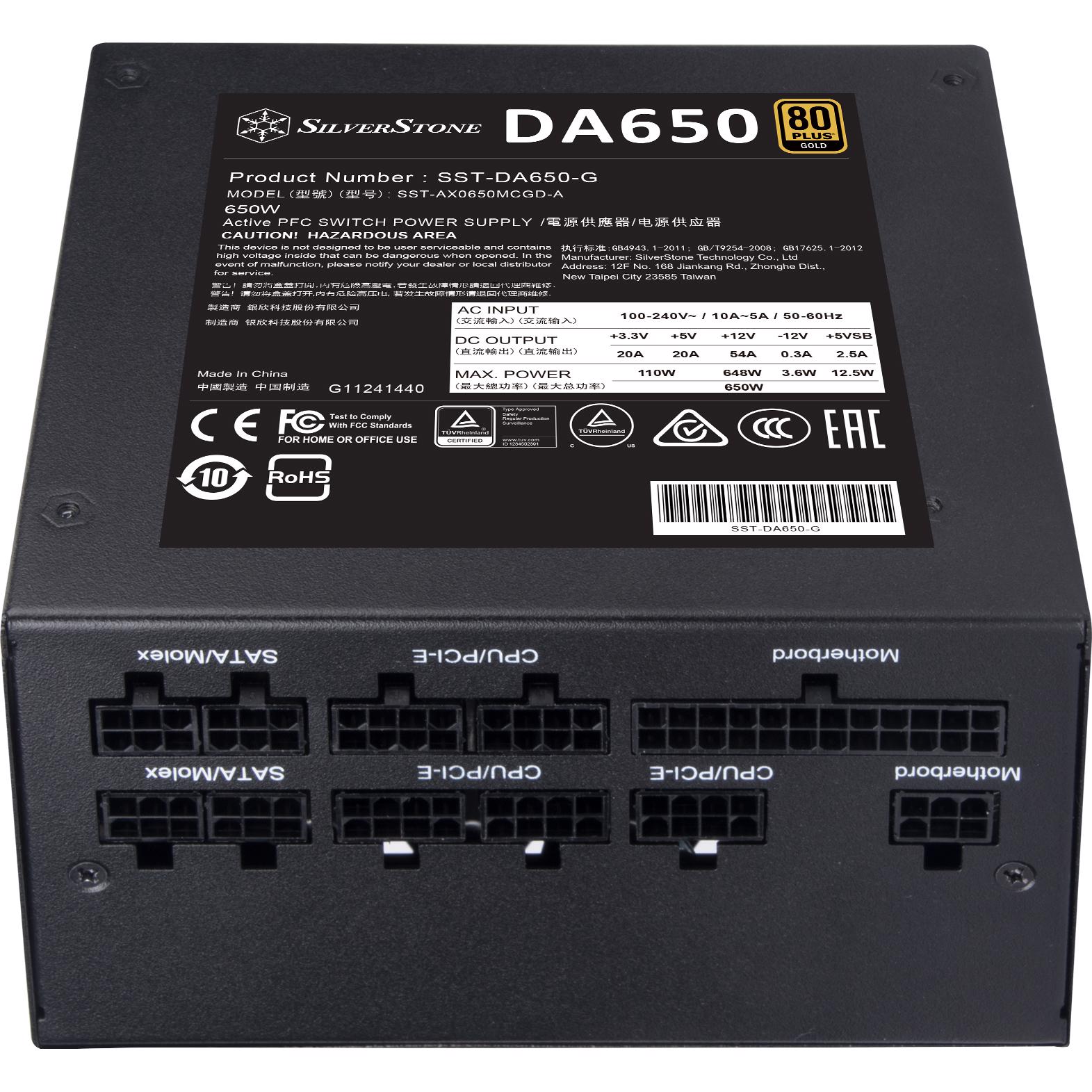 A large main feature product image of SilverStone Decathlon 650W Gold ATX Modular PSU
