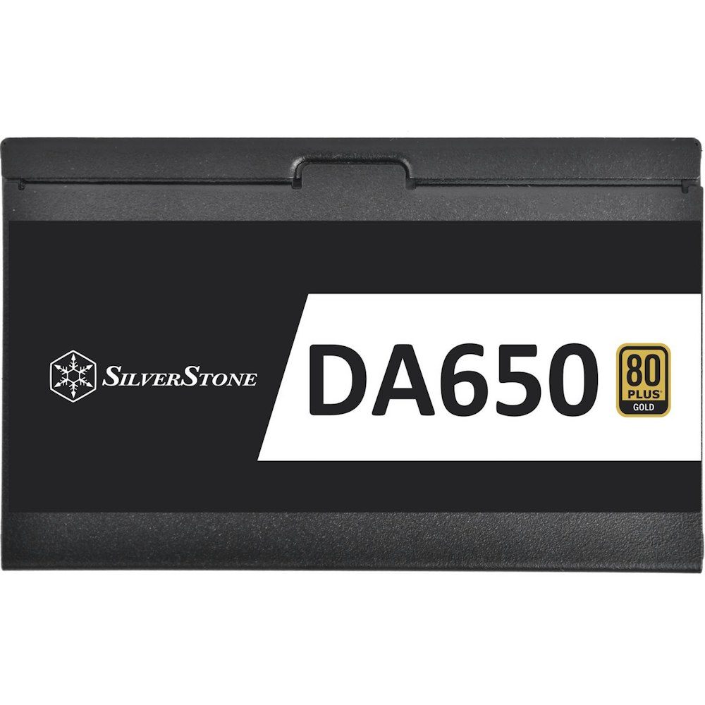 A large main feature product image of SilverStone DA650-G 650W Gold ATX Modular PSU
