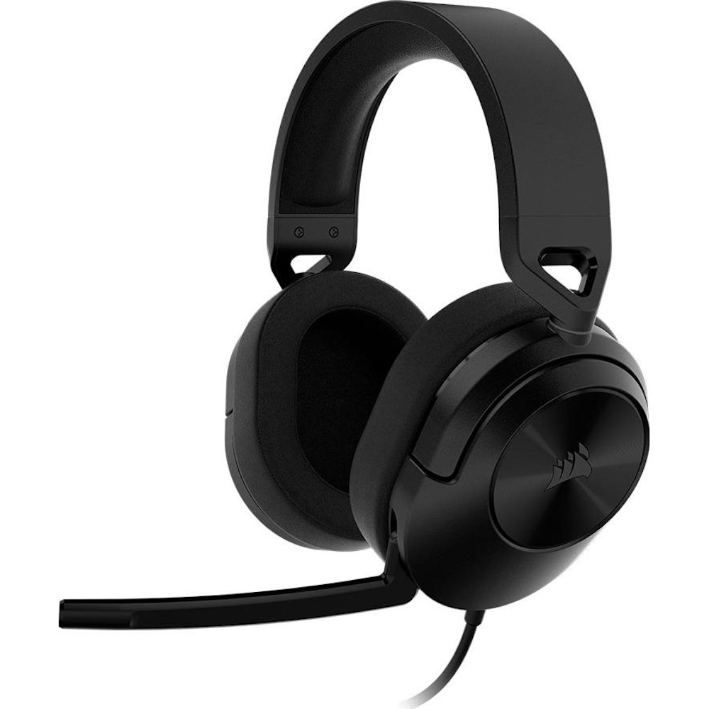 A large main feature product image of Corsair HS55 SURROUND Wired Gaming Headset — Carbon