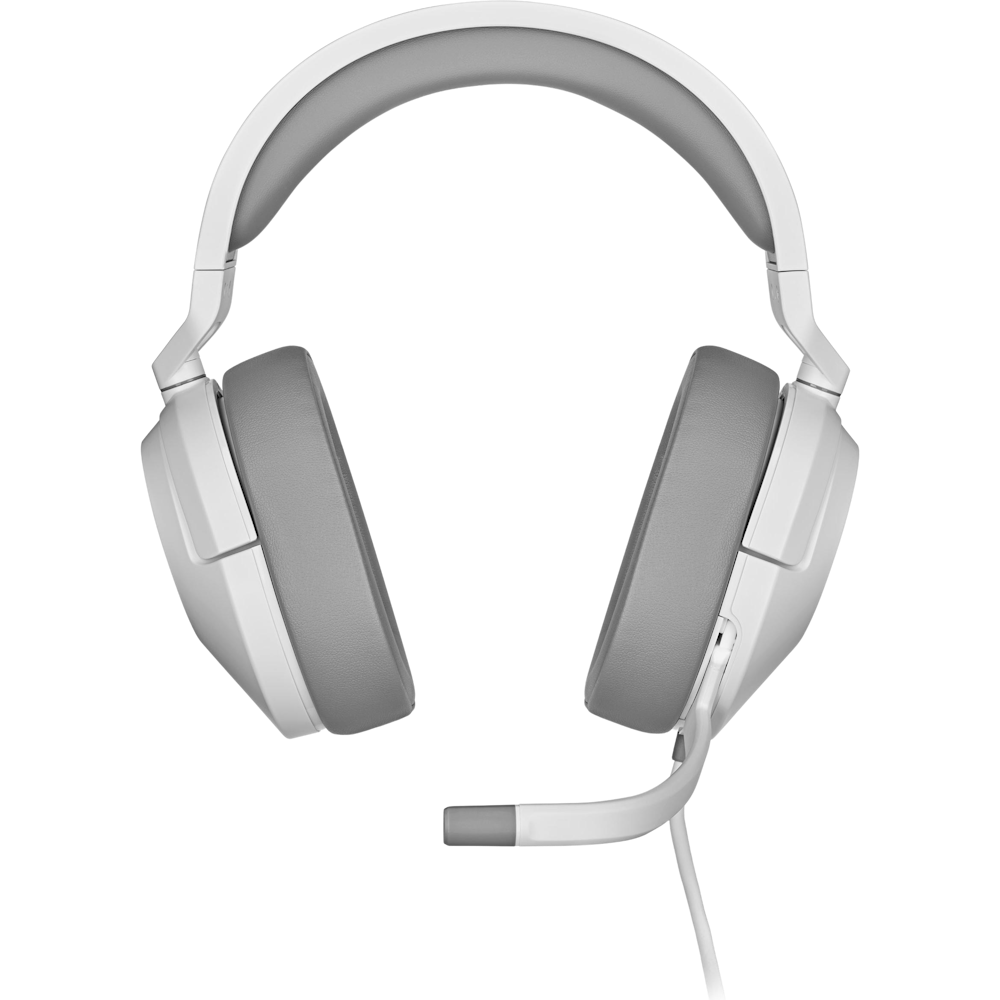 A large main feature product image of Corsair HS55 SURROUND Wired Gaming Headset (White)