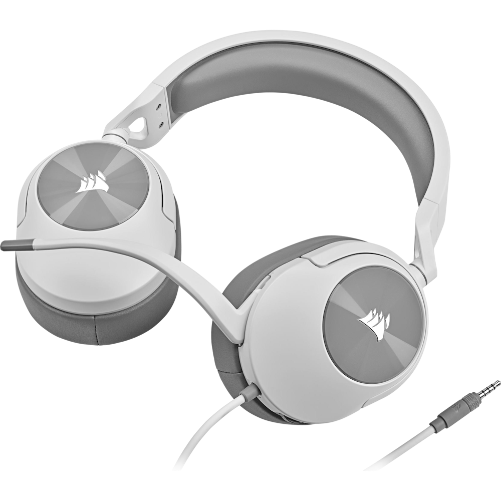 A large main feature product image of Corsair HS55 SURROUND Wired Gaming Headset (White)
