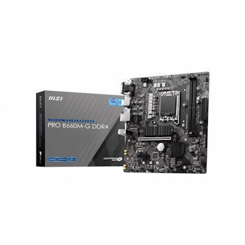 Product image of MSI PRO B660M-G DDR4 LGA1700 mATX Desktop Motherboard - Click for product page of MSI PRO B660M-G DDR4 LGA1700 mATX Desktop Motherboard