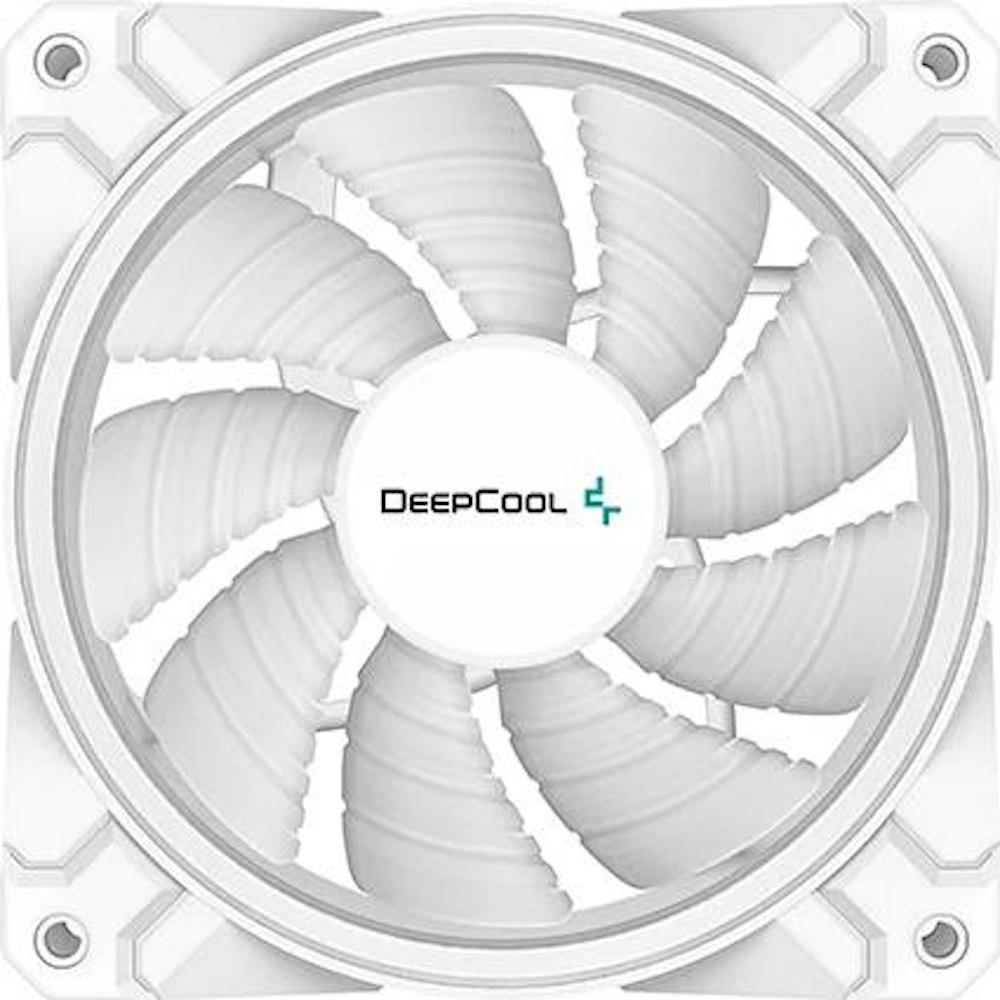 A large main feature product image of DeepCool CF120 PLUS WH 3 in 1 120mm Case Fan Pack - White