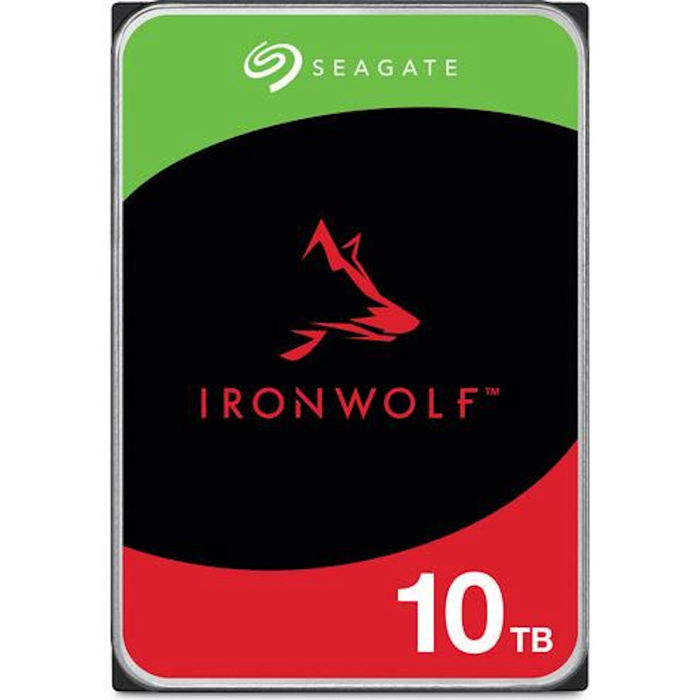A large main feature product image of Seagate IronWolf 3.5" NAS HDD - 10TB 256MB