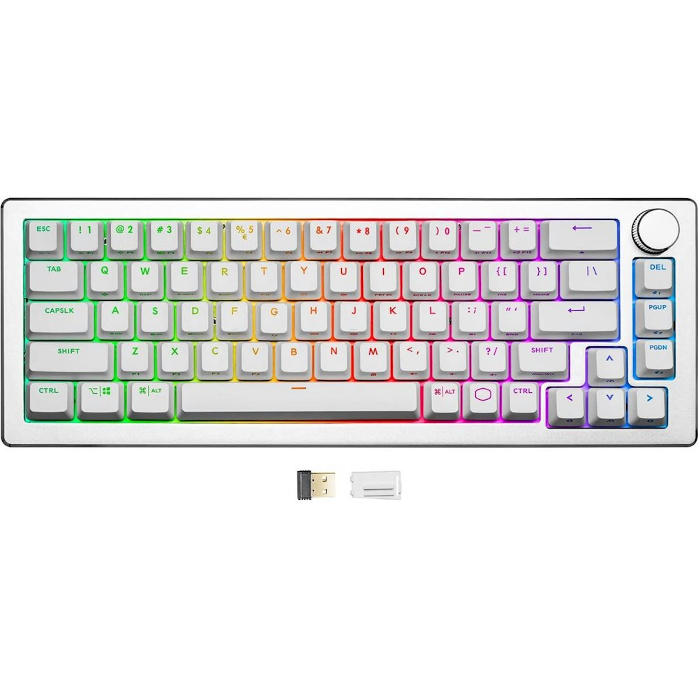A large main feature product image of Cooler Master CK721 Wireless RGB Mechanical Gaming Keyboard Silver White - Blue Switch