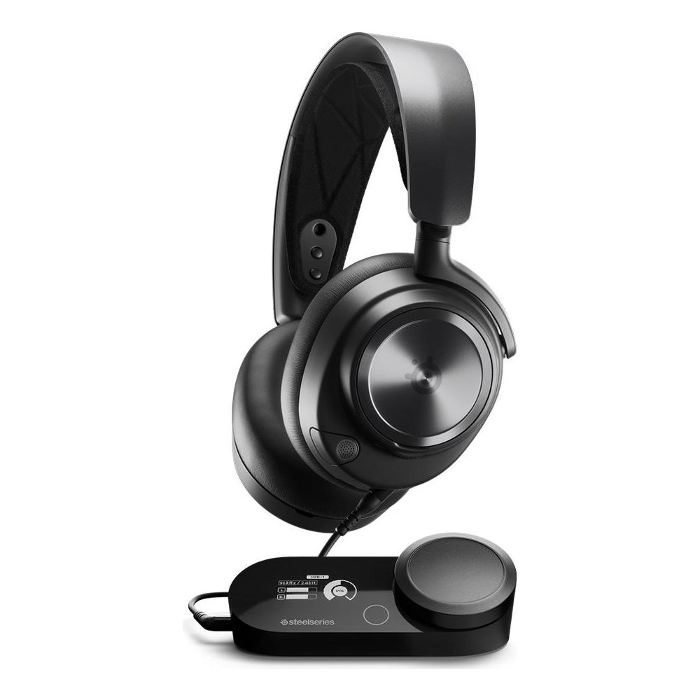 A large main feature product image of SteelSeries Arctis Nova Pro - Gaming Headset for PC and PlayStation
