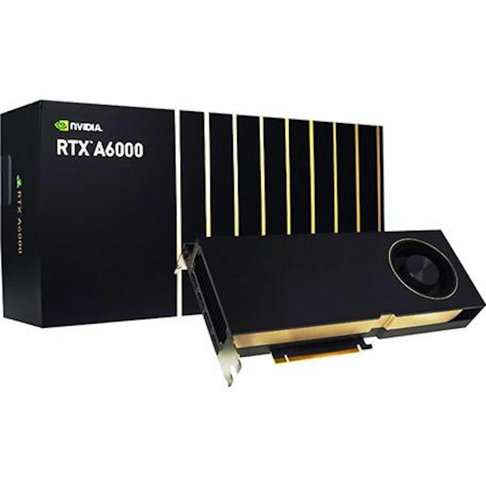 A large main feature product image of NVIDIA RTX A6000 48GB GDDR6 with ECC