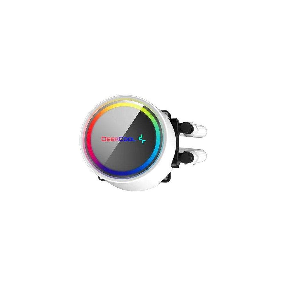 A large main feature product image of DeepCool GAMMAXX L240 A-RGB 240mm AIO CPU Cooler - White