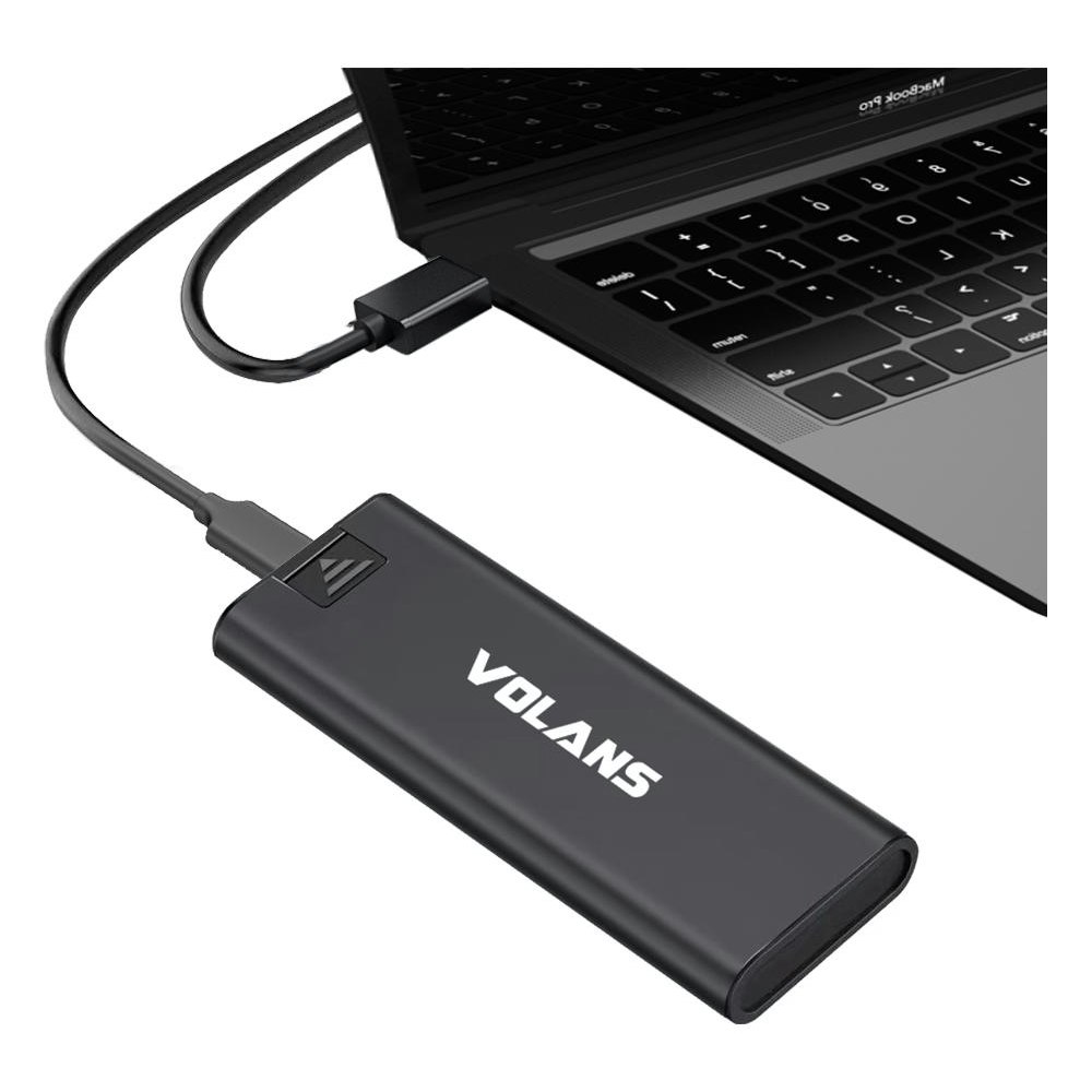 A large main feature product image of Volans Aluminium USB 3.1 Type C to M.2 SATA SSD Enclosure