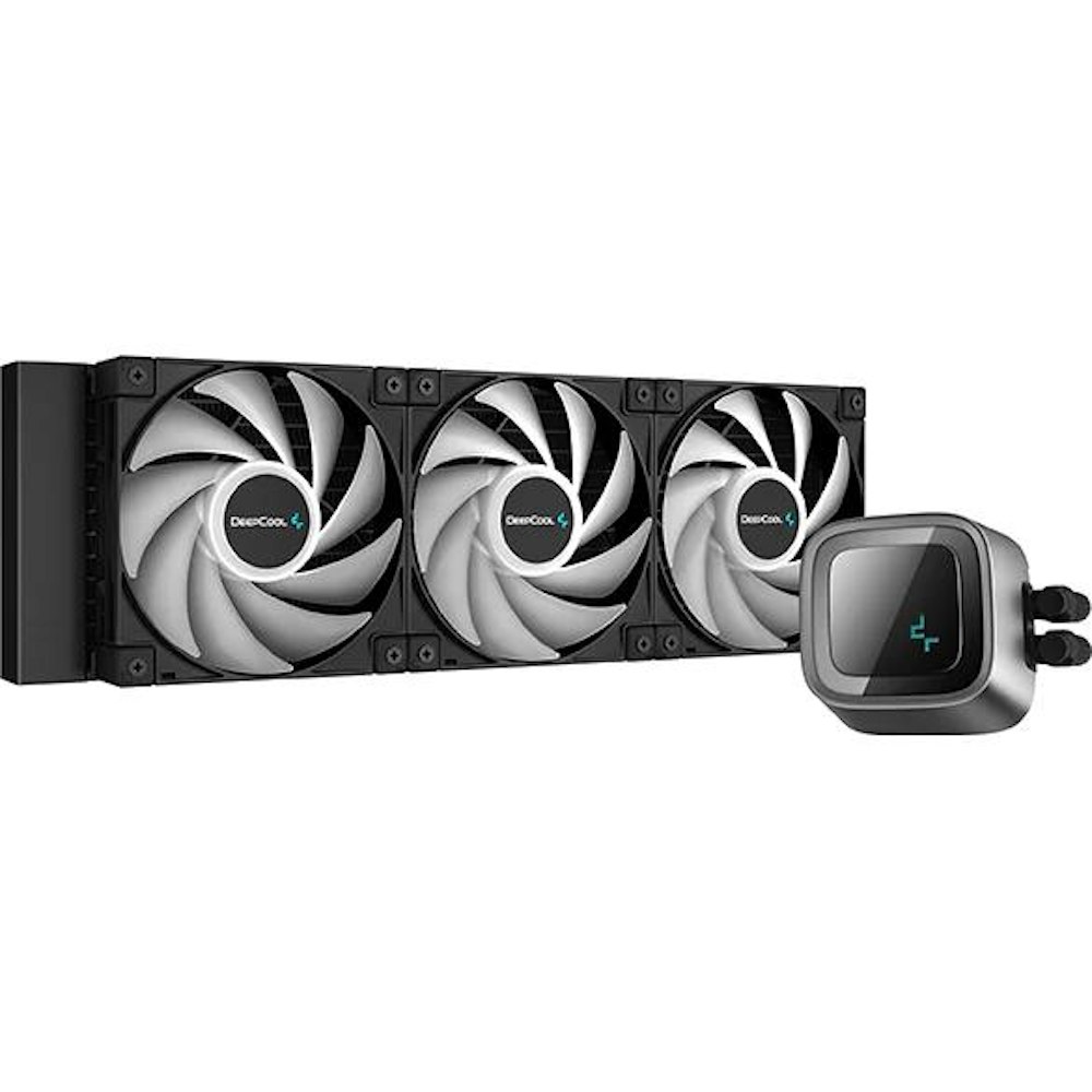 A large main feature product image of DeepCool LS720 ARGB 360mm AIO CPU Cooler - Black