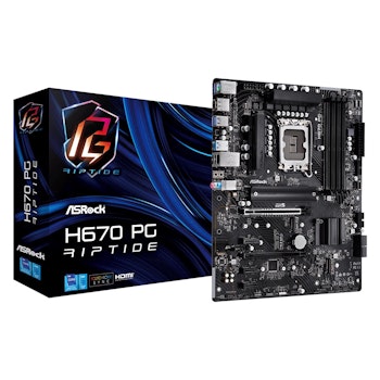 Product image of ASRock H670 PG Riptide LGA1700 ATX Desktop Motherboard - Click for product page of ASRock H670 PG Riptide LGA1700 ATX Desktop Motherboard