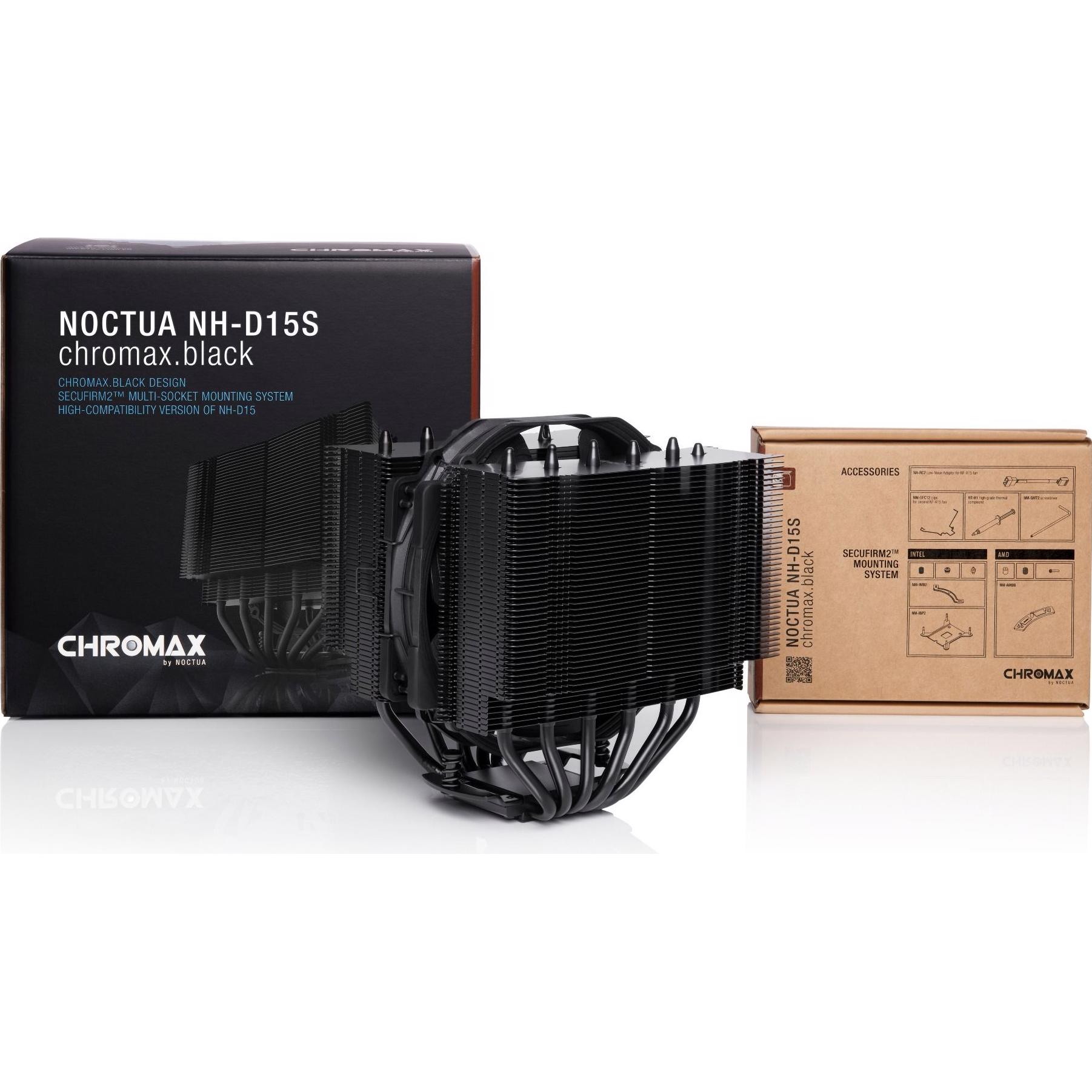 A large main feature product image of Noctua NH-D15S Chromax Black Multi Socket CPU Cooler
