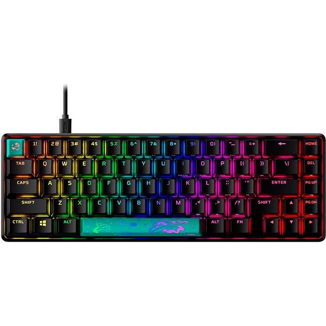 A large main feature product image of HyperX Alloy Origins RGB 65 - Compact Mechanical Keyboard (HyperX Aqua Switch)