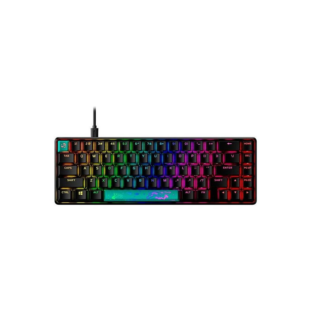 A large main feature product image of HyperX Alloy Origins RGB 65 - Compact Mechanical Keyboard (HyperX Aqua Switch)