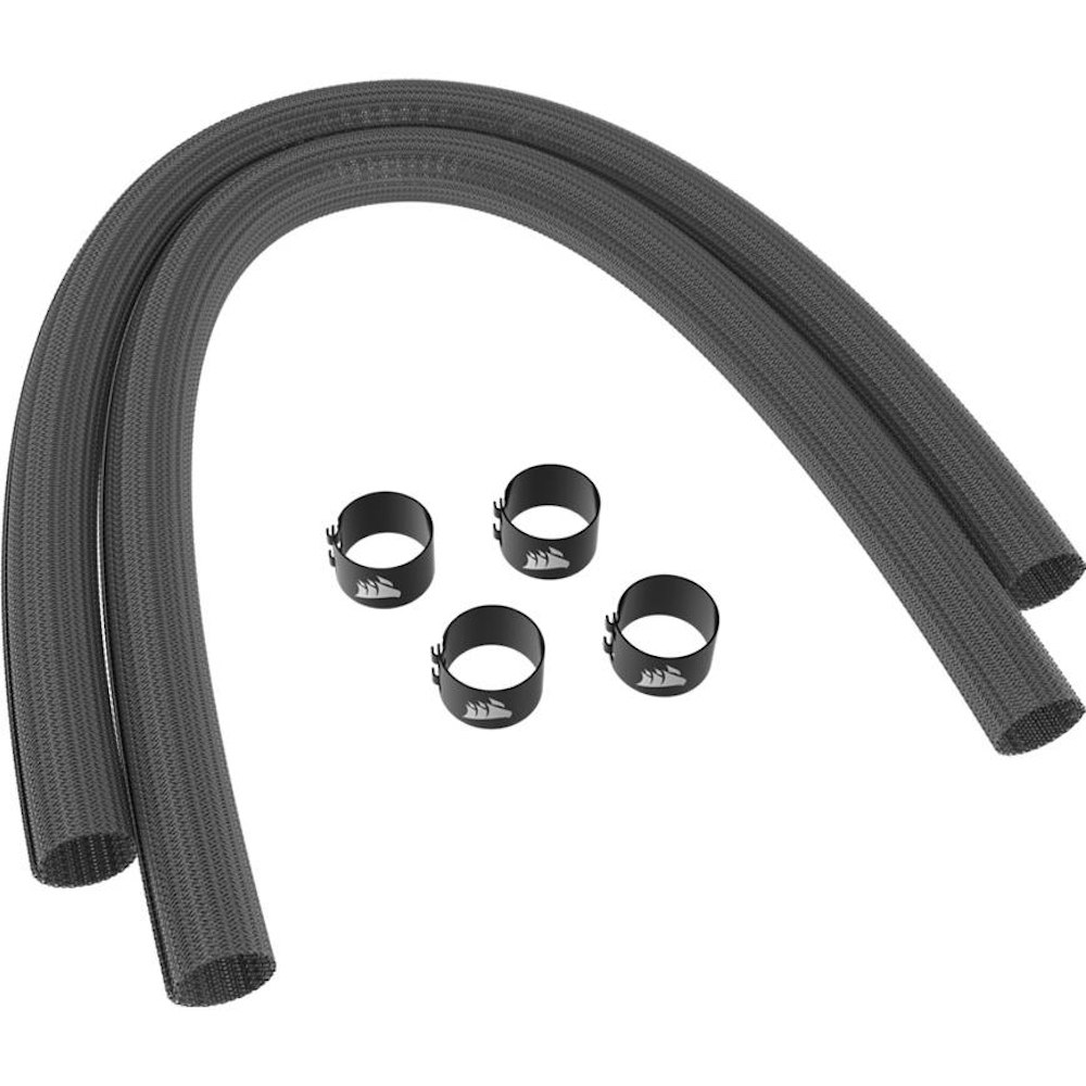 A large main feature product image of Corsair Sleeving Kit for AIO CPU Coolers — 380mm — Gray