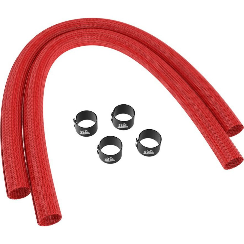 A large main feature product image of Corsair Sleeving Kit for AIO CPU Coolers — 380mm — Red