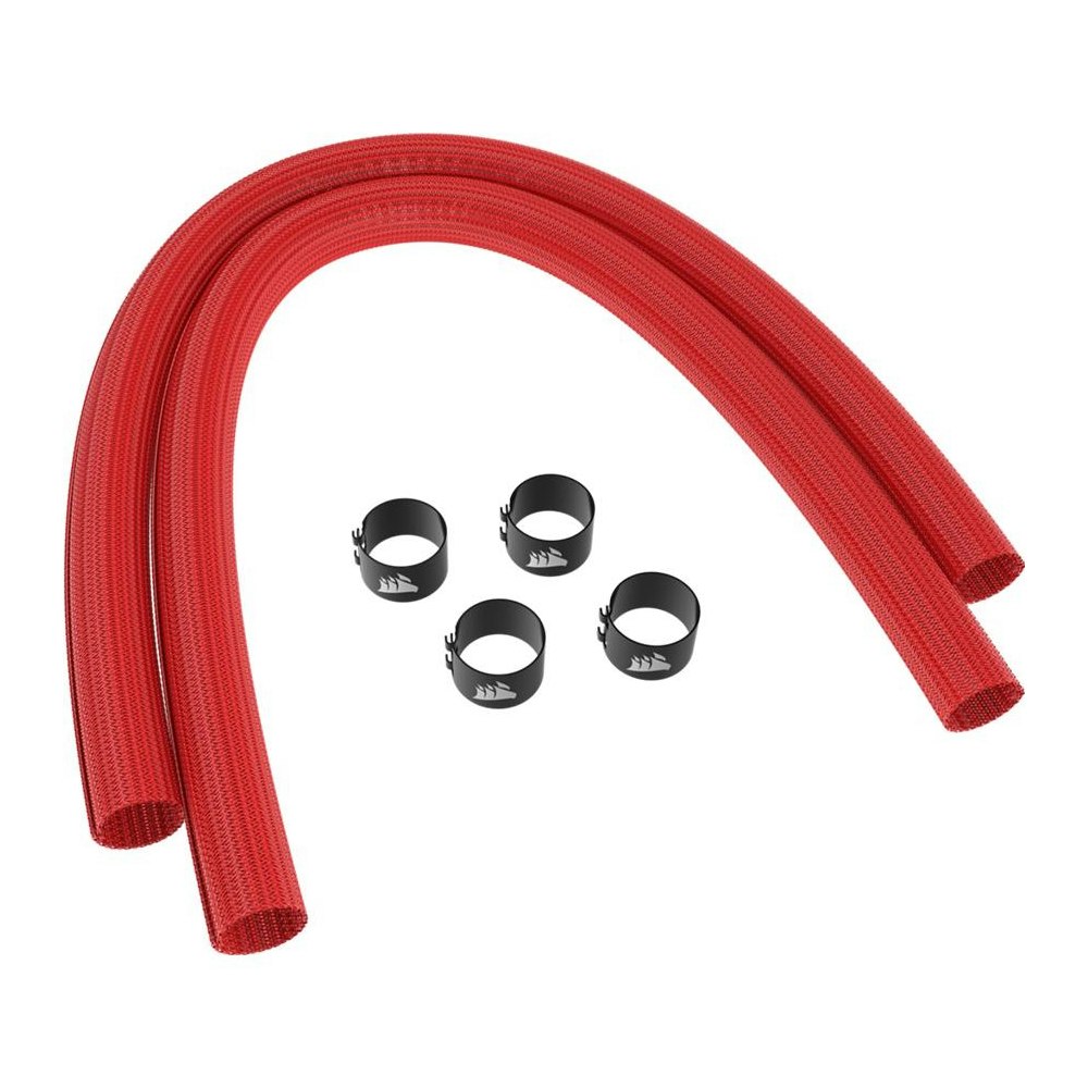 A large main feature product image of Corsair Sleeving Kit for AIO CPU Coolers — 450mm — Red