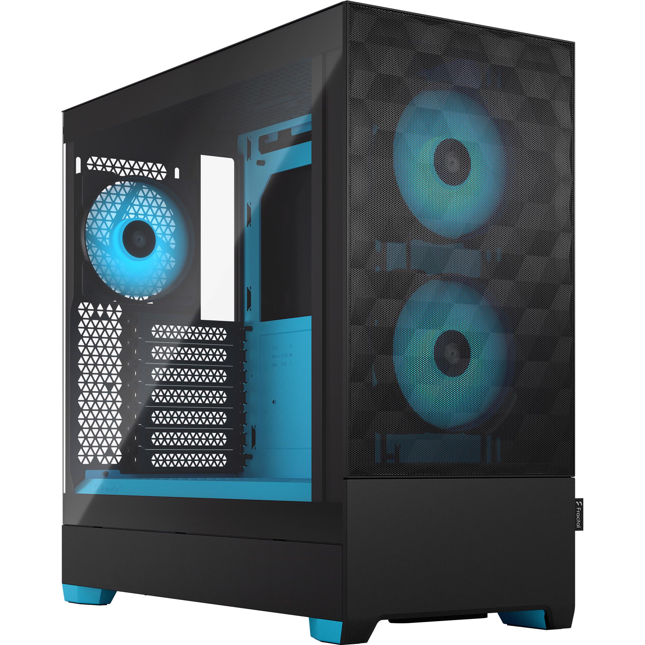 A large main feature product image of Fractal Design Pop Air RGB TG Clear Tint Mid Tower Case (Cyan Core)