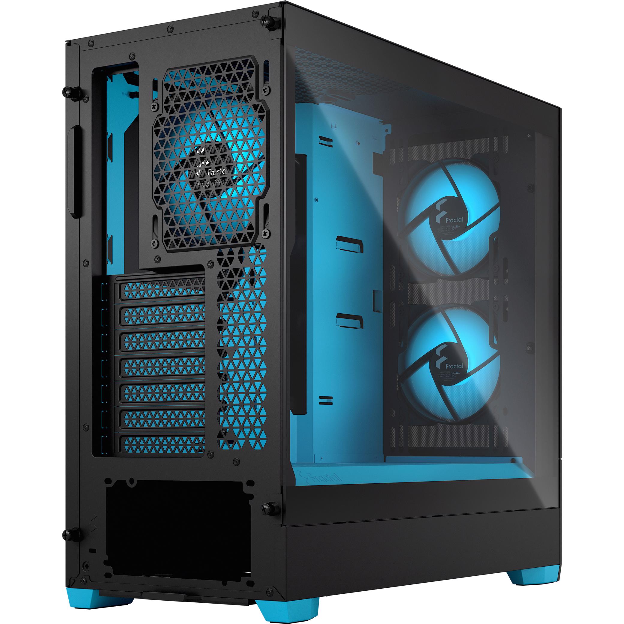 A large main feature product image of Fractal Design Pop Air RGB TG Clear Tint Mid Tower Case (Cyan Core)