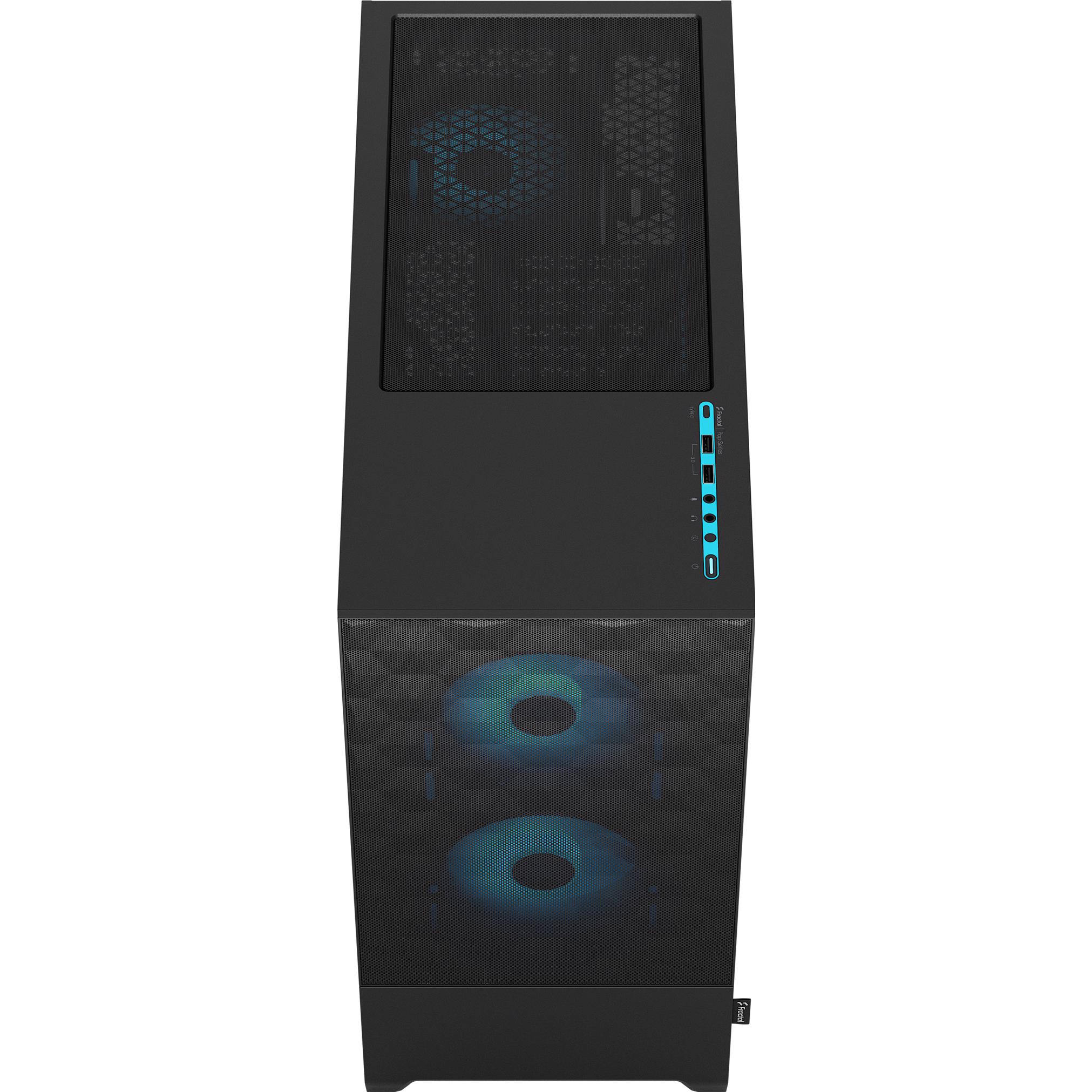 A large main feature product image of Fractal Design Pop Air RGB TG Clear Tint Mid Tower Case (Cyan Core)