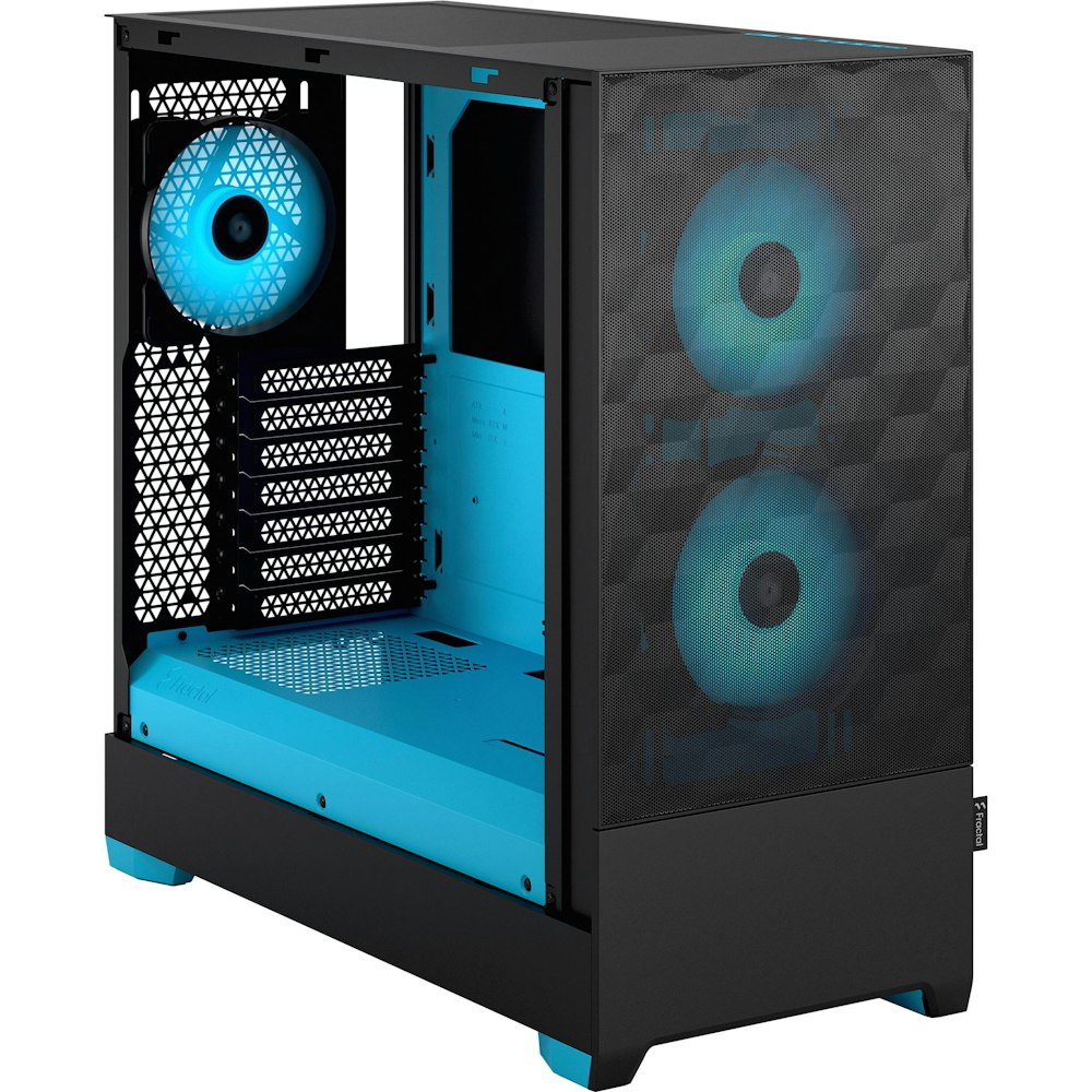 A large main feature product image of Fractal Design Pop Air RGB TG Clear Tint Mid Tower Case - Cyan Core